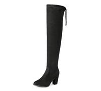 DREAM PAIRS Stivali Donna Sopra il Ginocchio Highleg Classici Stivali Alti da Donna in Pelle Scamosciata Tinta Unita,Size 37,Nero,HIGHLEG