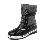DREAM PAIRS Stivali Invernali da Neve da Donna a metà Polpaccio, Impermeabili, Caldi e Resistenti all'Acqua Scarpe da Esterno,Size 41.5,Grigio,Monte_01