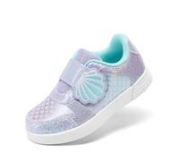 DREAM PAIRS Tennis per ragazze Brillanti con chiusura adesiva Leggere e comode Scarpe per bambini, Viola/Arcobaleno, 19.0 cm