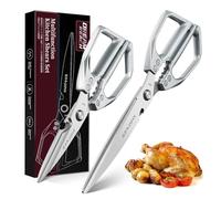 Dream Reach Forbici da Cucina, Multifunzionali Trinciapollo e Forbici da Cucina Allungate per Pollo, Carne, Verdure, Pollame, Pesce Argento