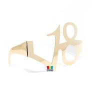 Dream' s Party 6 Occhiali in Carta per i 18 Anni - occhialini Oro Lucido a Forma di Numero 18 - Accessori Idea Scherzo Gadget per la Festa di Compleanno del Neo Maggiorenne