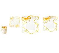 Dream' s Party Set 140 PZ - Kit Buffet APERITIVO Natale BIODEGRADABILE - Coordinato monouso - Bianco con Fiocco e Fiocchi di Neve Oro - addobbo Natalizio - Capodanno