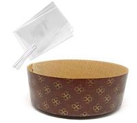 Dream' s Party Set Stampo PANETTONE (1kg Basso - 5 pezzi) + Sacchetti Buste Alimentari (40x50cm - 5pz) con laccetto chiudipacco con anima in metallo per chiusura - Pirottino monouso in carta da Forno