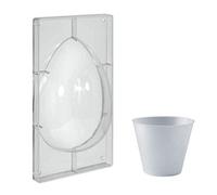 Dream' s Party Set Stampo Professionale per Uovo Cioccolato 750 gr - in POLICARBONATO - 1 cavità - Forma Uova di Pasqua Liscio - Dimensione 20 x h30cm + 5 Base in PLASTICA Svasata