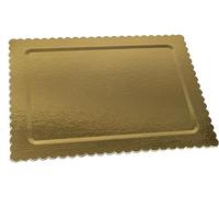 Dream' s Party Vassoio Rettangolare Ala Oro in Cartone - Piatto Sottotorta con smerlo Rigido - portatorta - Ideale per Il Trasporto di Torte e Dolci (60x40cm)