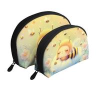 Dream Sleep - Beauty case da viaggio con stampa di api giovani, 2 pezzi, bianco, Taglia unica