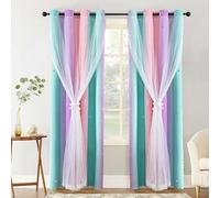 Dream Star Blackout Tende per cameretta dei bambini, Ombre Arcobaleno Blackout, 2 pannelli a stelle per bambini, gradiente per camera da letto delle ragazze, W52 x L63 pollici