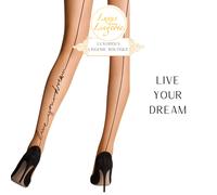 DREAM TIGHTS Di Wolford S Gobi Nero Trasparente Collant Con Cucitura Scritta