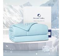 Dream Valley®Outlast®Cooling Comforter, NASA-Grade Technology Cooling Blanket, Q-Max > 0.4 Aerocool™Cooling for Night Sweats, Hot Sleepers, Ice Blue, 90"x90" Queen