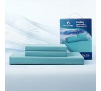 Dream Valley® Outlast® - Lenzuolo con angoli per letto matrimoniale, con 2 federe, tecnologia di grado NASA, Q-Max > 0,4 Aerocool™, raffreddamento per sudorazioni notturne, dormienti caldi, blu