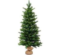 DREAMADE Albero di Natale Illuminato 90 cm, Abete Artificiale con 50 luci LED Bianche e Calde, Base Stabile in Cemento e Lino, Timer con 3 programmi, Verde