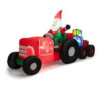 DREAMADE Decorazione natalizia gonfiabile, Babbo Natale sul camion con scatole regalo, luci LED integrate, ventilatore impermeabile, decorazione natalizia per esterni, prato, giardino, feste, facile