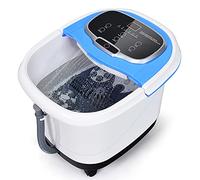 DREAMADE Pediluvio Idromassaggio, Massaggiatore Elettrico per Piedi, Rulli Elettrici e Luce Rossa, Massaggiatore Multifunzionale con Schermo Tattile e Ruote Girevoli, 46x38x38 cm (Blu)