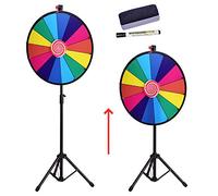 DREAMADE Ruota della Fortuna Cancellabile, Ruota della Fortuna da Terra, Dotato Cancellino e Penna Cancellabile, Altezza Regolabile da 114 a 156 cm, Diametro 60 cm