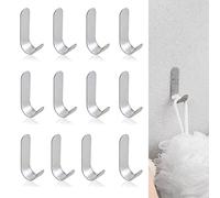 Dreamark Gancio Autoadesivo in Acciaio Inox. 12 pezzi Ganci Adesivi 3M,Ganci a Parete Senza Forare a Forma di J. Gancetti Autoadesivi Portasciugamani e Appendi Accappatoio per Bagno Cucina Porta.