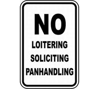 Dreamawsl Attenzione per - Targa in latta - No Loitering No Soliciting Sign Cartello di sicurezza in latta Segnale di avvertimento 30,5 x 20,3 cm
