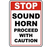 Dreamawsl Attenzione per - Targa in latta - Sound Horn Proceed with Caution Sign Safety Sign Tin Metal Warning Sign Avviso 30,5 x 20,3 cm