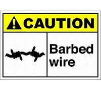 Dreamawsl Cartello in latta con scritta "Watch Out for - Barbed Wire 4 Caution Sign Outdoor Warning Sign Tin Metal Art Caution Sign 30,5 x 20,3 cm