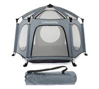 Dreambaby Adventure - Box pop-up per esterni e interni, con base, per neonati e bambini, 6 pannelli con tettoia aggiuntiva anti UV, per interni ed esterni, colore: grigio
