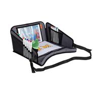 Dreambaby Snack 'N Play On The Go - Tavolino da viaggio per attività per bambini, con supporto per tablet, iPad, portabicchieri, vassoio per snack e tasche portaoggetti, indispensabile per viaggi su
