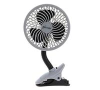 Dreambaby Ventilatore per passeggino deluxe con coperchio protettivo e collo flessibile, adatto per passeggini, box, culle, tavolo e scrivania (gabbia, grigio/nero)