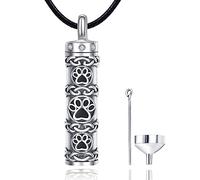 Dreamboat Collane con urna per cremazione per cani e gatti, in argento Sterling 925, con impronta di zampa, gioiello commemorativo, regalo per donne e uomini