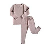 DreamBuy 6M-7Y Pigiama per Bambini Unisex per Bambine e Ragazzi, Morbido e Confortevole, in Cotone Elastico a Costine per Loungewear Lounge Suit Pigiameria 2 Pezzi Set (3-4 Anni, Moka)