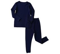 DreamBuy - Set di pigiami coordinati per la famiglia, per ragazzi, ragazze e adulti, pigiami natalizi per genitori, nonni e neonati, unisex, ricamati, Oxford blu , 4-5 Years