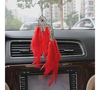 Dreamcatcher - Acchiappasogni a forma di piuma, per appendere la casa, decorazione per il fai da te, decorazione per auto, colore rosso