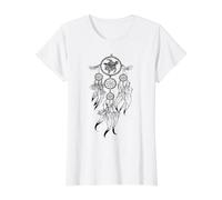 Dreamcatcher Boho Sea Turtle Grafica con Piume dei nativi Americani Maglietta con Stampa Grafica Economica, Donna, Bianco, L