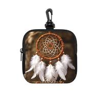 Dreamcatcher Feather Art - Piccola custodia impermeabile con cerniera, in neoprene, per auricolari, portachiavi