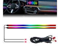 Dreamcolor acrilico per interni auto, 2 pezzi, 75 cm, 128 strisce luminose colorate per auto, effetto fibra RGB, decorazione universale, atmosfera dinamica, luce al neon