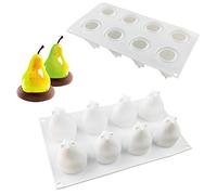 Dreameryoly Stampo in Silicone Pera, Stampo per Frutta e Cupcake, Silicone Minimalista, Bianco, 703 grammi, 8 Fori