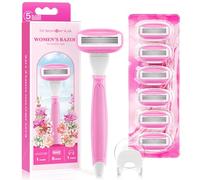 DreamGenius Rasoi da donna con 1 manico antiscivolo e 7 ricariche con supporto doccia, 5 lame di rasoio da donna di alta qualità per rasatura con lubrificazione a 360