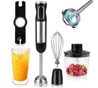 Dreamhigh® Frullatore a Immersione 4 in 1, 1000W con 12 Velocità Regolabili + TURBO e 2 Pulsanti, Mixer Immersione con Frusta, Tritatutto 500ml e Misurino 700ml, per Zuppe, Pappe e Smoothie
