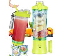 DreamHigh Mini Frullatore Portatile, 600ml Bottiglia Frullatore Portatile con 2 Lame, 4000 mAh Mini Frullatore Elettrico Produce 20 Tazze di Succo Per Casa, Ufficio, Campeggio e Viaggi