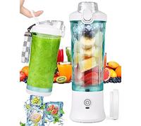 Dreamhigh® Mini Frullatore Portatile, 600ml Bottiglia Frullatore Portatile con 2 Lame, 4000 mAh Mini Frullatore Elettrico Produce 20 Tazze di Succo Per Casa, Ufficio, Campeggio e Viaggi