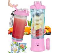 DreamHigh Mini Frullatore Portatile, 600ml Bottiglia Frullatore Portatile con 2 Lame, 4000 mAh Mini Frullatore Elettrico Produce 20 Tazze di Succo Per Casa, Ufficio, Campeggio e Viaggi