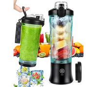 Dreamhigh® Mini Frullatore Portatile, 600ml Bottiglia Frullatore Portatile con 2 Lame, 4000 mAh Mini Frullatore Elettrico Produce 20 Tazze di Succo Per Casa, Ufficio, Campeggio e Viaggi