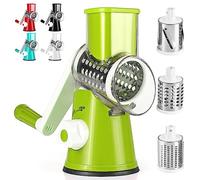 Dreamhigh® Taglia Verdure Manuale, Mandolina per Verdure con 3 Acciaio Inox Pale Tamburo, Forte Aspirazione, Grattugia Verdure, per Cucina Verdure, Patate, Carote, insalate, Tritatutto