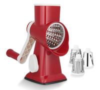 Dreamhigh® Taglia Verdure Manuale, Mandolina per Verdure con 3 Acciaio Inox Pale Tamburo, Forte Aspirazione, Grattugia Verdure, per Cucina Verdure, Patate, Carote, insalate, Tritatutto(Rosso)