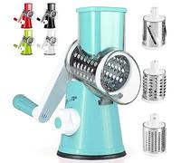 Dreamhigh® Taglia Verdure Manuale, Mandolina per Verdure con 3 Acciaio Inox Pale Tamburo, Forte Aspirazione, Grattugia Verdure, per Cucina Verdure, Patate, Carote, insalate, Tritatutto