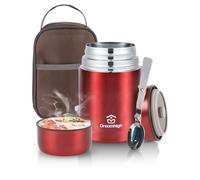 Dreamhigh® Termos per Alimenti 800 ml, Contenitore Termico per Alimenti Caldi, Thermos Pappa Neonati Acciaio Inossidabile con Sacchetto Isolante e Cucchiaio, Portavivande per Zuppa, Pasta (Rosso)