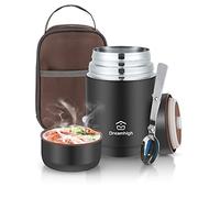 Dreamhigh® Termos per Alimenti 800 ml, Contenitore Termico per Alimenti Caldi, Thermos Pappa Neonati Acciaio Inossidabile con Sacchetto Isolante e Cucchiaio, Portavivande per Zuppa, Pasta (Nero)