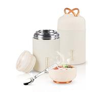 Dreamhigh® Thermos Alimenti Caldi 550 ml, Contenitore Termico di Acciaio Inossidabile con con Cucchiaio, Thermos Pappa Neonati A Prova di Perdita, per Zuppa, Porridge, Riso (Bianco)