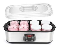 Dreamhigh®Yogurtiera Elettrica, Yogurtiera per Yogurt Greco, Fohere 8 Vasetti da 180 ml In Vetro, con LCD Display, Timer 48 Ore e Controllo Costante Della Temperatura, Ideale per Yogurt Fatti In Casa