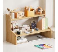 Dreamhousey Libreria da scrivania in legno a 2 ripiani, piccola libreria per studenti, disordine da tavolo e ornamenti per cosmetici, libreria per studenti