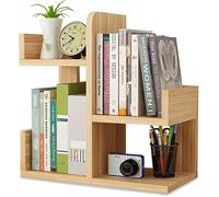 Dreamhousey Libreria in legno massello di stoccaggio per ufficio desktop piccolo rack, Home desk file cancelleria rack (colore legno)