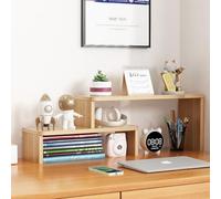 Dreamhousey Piccola libreria ad angolo in legno massello estensibile, semplice scrivania per studenti e oggetti vari, organizer multi-strato per ufficio mini libreria cosmetica