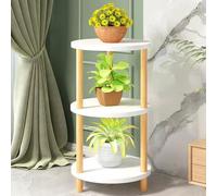 Dreamhousey Soggiorno interno in legno massello a 3 piani, scaffale per fiori verde, balcone, piante grasse, vaso per piante grasse (bianco (93 cm -H))